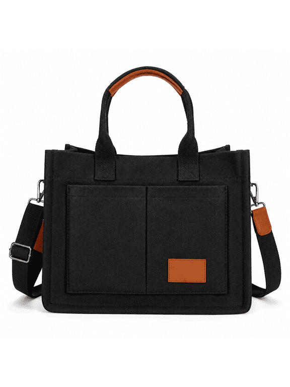 Women's Canvas Tote Bag, Large Crossbody Purse for Work, Travel, Gym and More, Black