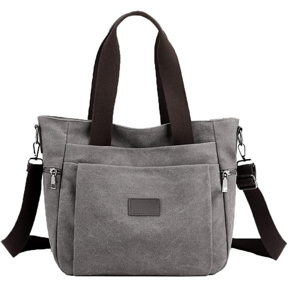 Women's Canvas Tote Bag, Vintage Work Handbag with Multi Pockes Fashion Shoulder Purse Causal Canvas Crossbody Bags