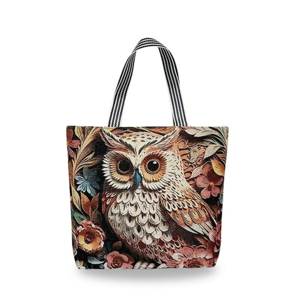 Women’s Canvas Tote Bag with Animal & Floral Prints, Travel Shoulder Bag