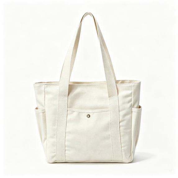 Women's Canvas Tote Bag with Multiple Pockets, Large Capacity Shoulder Handbag for Work, School, Travel and Everyday Use