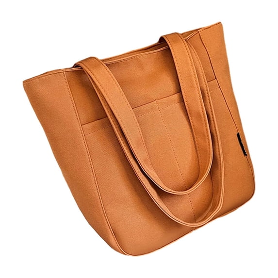 Women's Canvas Tote Bag with Zipper, Large Capacity, Stylish Casual Handbag, Durable and Easy to Maintain for Shopping, Work, Travel Brown