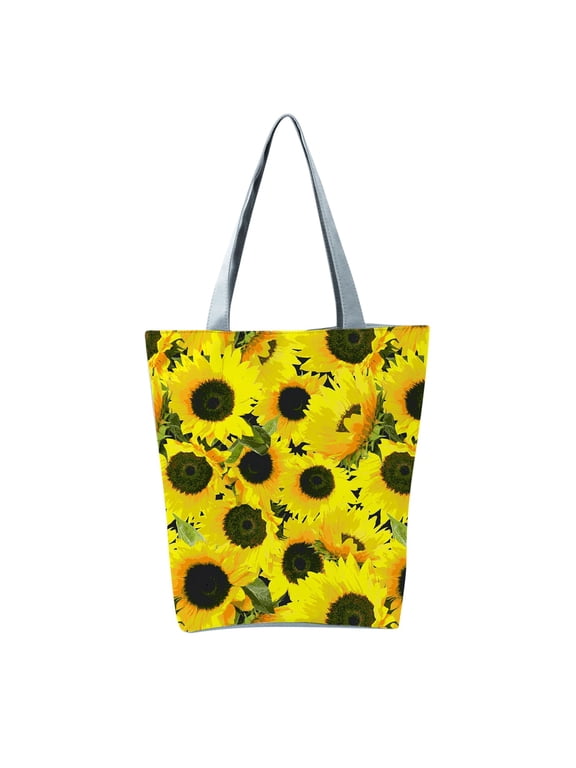 Women's Canvas Tote Bags Fashion Sunflower Pattern Handbags Cotton Shoulder Bags for Shopping Gym