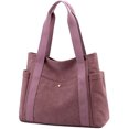 thumbnail image 1 of Women's Canvas Tote Handbags Multi-pocket Retro Casual Shoulder Bag Top Handle Satchel Tote Purse, 1 of 11