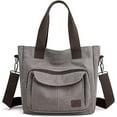 thumbnail image 1 of Women's Canvas Tote Purse Shoulder Crossbody Bag Small Handbag Multi-pocket Top Handle Work Bags, 1 of 16