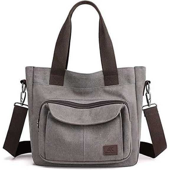 Women's Canvas Tote Purse Shoulder Crossbody Bag Small Handbag Multi-pocket Top Handle Work Bags