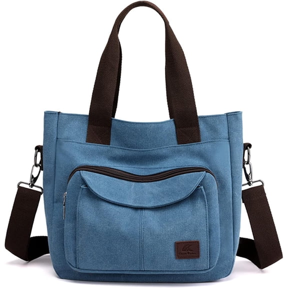 Women's Canvas Tote Purse Shoulder Crossbody Bag Small Handbag Multi-pocket Top Handle Work Bags