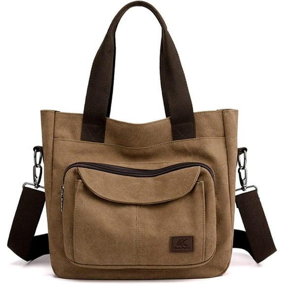 Women's Canvas Tote Purse Shoulder Crossbody Bag Small Handbag Multi-pocket Top Handle Work Bags
