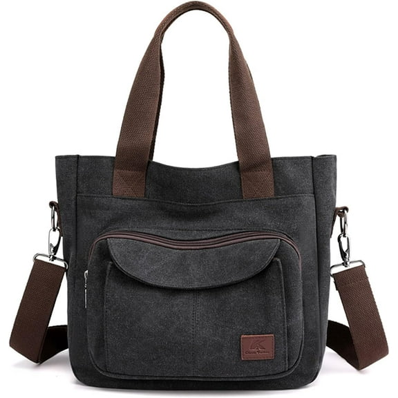 Women's Canvas Tote Purse Shoulder Crossbody Bag Small Handbag Multi-pocket Top Handle Work Bags