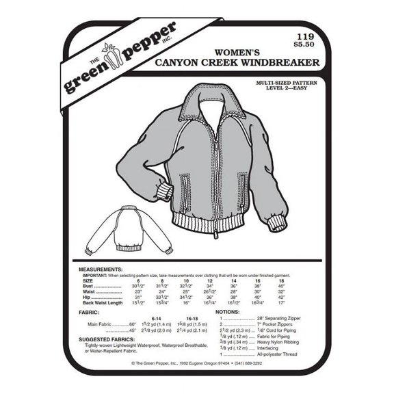 Women's Canyon Creek Jacket #119 Sewing Pattern (Pattern Only)