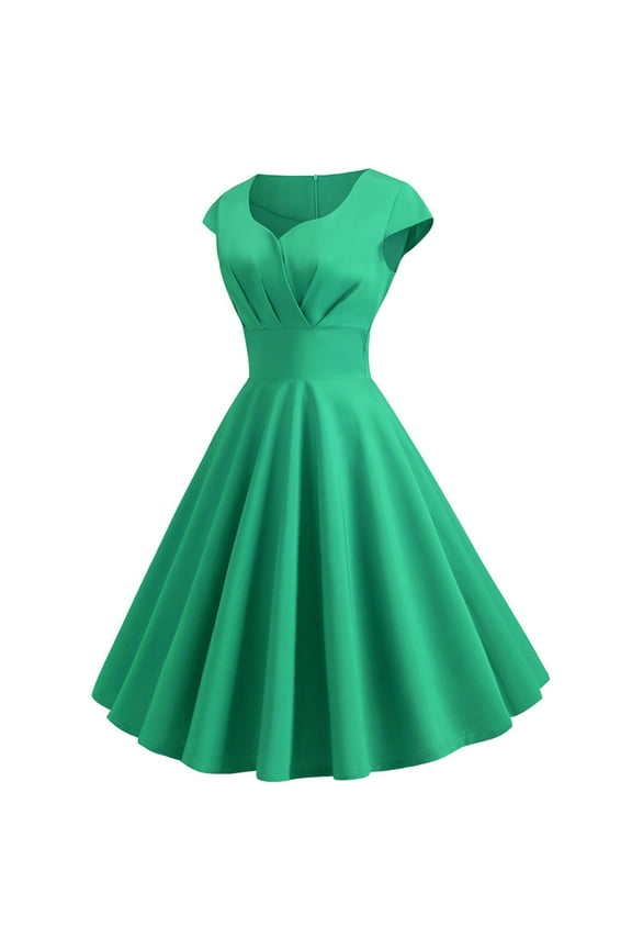 Women's Cap Sleeve 1950s Retro Vintage Cocktail Swing Dresses with Pocket