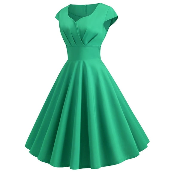 Women's Cap Sleeve 1950s Retro Vintage Cocktail Swing Dresses with Pocket