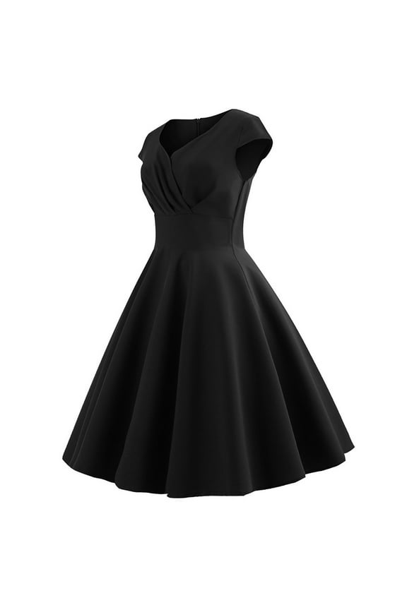 Women's Cap Sleeve 1950s Retro Vintage Cocktail Swing Dresses with Pocket