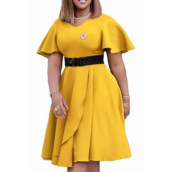 Women's Cap Sleeve Summer Midi Dresses Cap Sleeve Casual Loose A Line Long Dress