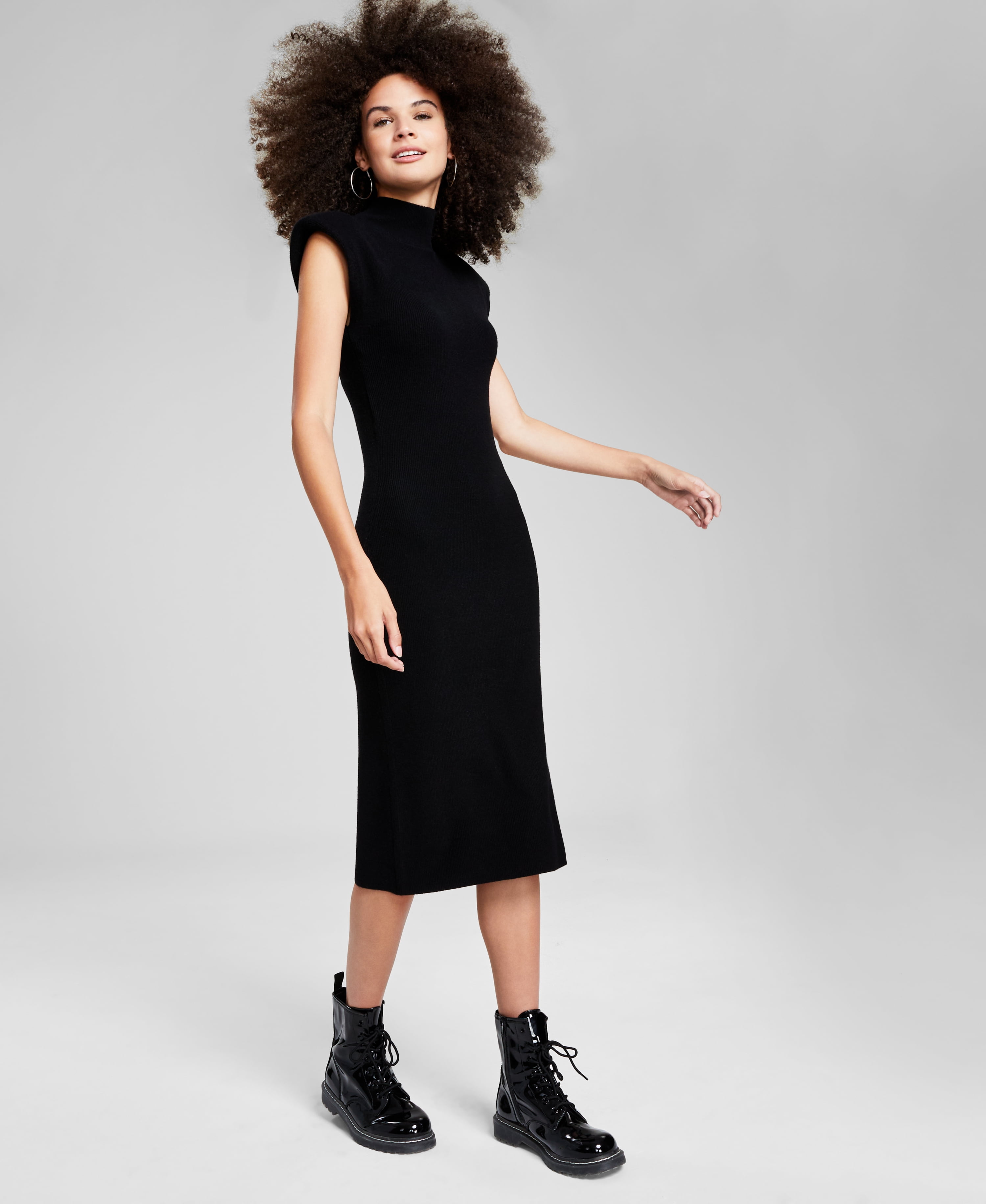 And Now This Women's Cap-Sleeve Sweater Dress - Black - Size XS
