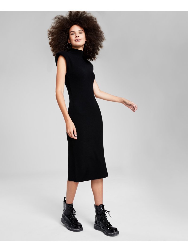 cap sleeve knit dress The Rib-Knit Cap-Sleeve Midi Dress