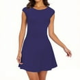 thumbnail image 1 of Women's Cap Sleeve Swing Mini Dresses 2025 Summer Trendy Crewneck A-Line Elegant Cocktail Office Dress Short Dresses, 1 of 5
