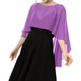 thumbnail image 1 of Women's Capelet Shawls Wraps for Evening Dresses Chiffon Wedding Cover Up Purple, 1 of 4