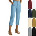 thumbnail image 1 of Women's Capri Dress Pants Business Casual High Waist Stretchy Workwear Office Straight Leg Solid 3/4 Length Work Pants, 1 of 10