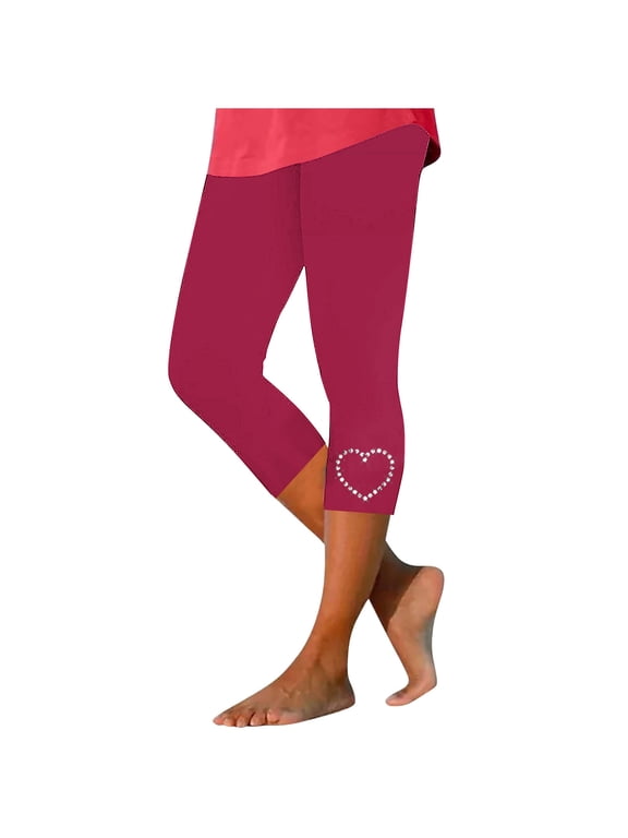 Women's Capri Leggings - Stretch Slimming Yoga Pants with Rhinestone, Knee-Length Workout Capris (Dressy Casual & Compression Fit)