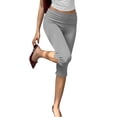 thumbnail image 1 of Women's Capri Leggings with Fold-over Waistband, Sexy Slim Fit Yoga Pants, Stretchy Ruched Workout Trousers for Gym and Running, 1 of 7