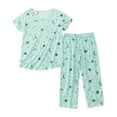 thumbnail image 1 of Women's Capri Pajama Set 2Pcs Short Sleeve Top Capri Pants Sleepwear Loungewear, 1 of 2