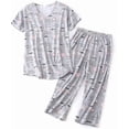 thumbnail image 1 of Women's Capri Pajama Set Short Sleeve Top Capri Pants Sleepwear Animal Printed, 1 of 4