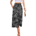 thumbnail image 1 of Chiclily Women's Wide Leg Capri Pants Summer High Waisted Palazzo Trousers Drawstring Cropped Pants with Pockets, Black White Flower 2XL, 1 of 7