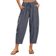 thumbnail image 1 of Women's Capri Pants Joggers Lightweight Loose Wide Leg Cropped Harem Trousers with Pocket Drawstring Elastic Waist Lounge Beach Pants Dark Gray, 1 of 8