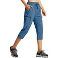 thumbnail image 1 of MASKERT Women's Capri Pants-Lightweight Quick Dry Cargo Hiking Capris Travel Casual Cropped Pants Zipper Pockets Blue（Size XS-XXXL）, 1 of 8
