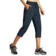 thumbnail image 1 of MASKERT Women's Capri Pants-Lightweight Quick Dry Cargo Hiking Capris Travel Casual Cropped Pants Zipper Pockets Navy Blue（Size XS-XXXL）, 1 of 8