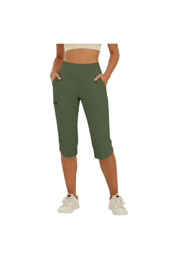 Women's Capri Pants Lighweight Cargo Capris Quick Dry Zipper Pockets Hiking Biking Casual Outdoor