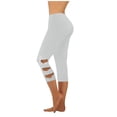 thumbnail image 1 of Women's Capri Pants Tummy Control Cropped Yoga Leggings Casual High Waisted Lattice Cutout Workout Leggings Skinny, 1 of 7