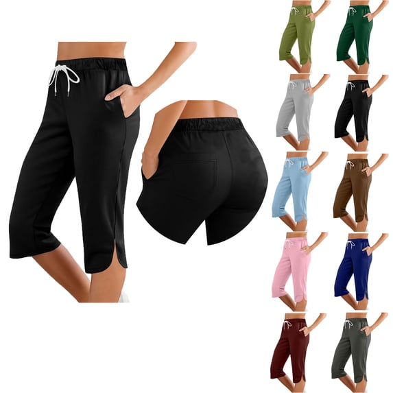 Women's Capri Pants Wide Leg Lightweight Quick Dry Pants Casual Loose Plus Size Sweatpants Hiking Walking