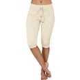 thumbnail image 1 of Women's Capri Sweat Pants Joggers Low Rise Drawstring Summer Casual Workout Cropped Pants Slim Fit Knee Length Trousers, 1 of 5