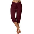 thumbnail image 1 of Women's Capri Sweatpants, High Waist Drawstring Yoga Joggers Cropped Trousers with Pockets for Workout Gym Lounges, 1 of 6