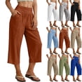 thumbnail image 1 of Women's Capri Sweatpants Joggers Comfortable Casual Solid Color Wide Legs Capri Pants With Pockets Fashion Lounge Jogger Pants, 1 of 9