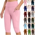 thumbnail image 1 of Women's Capri Sweatpants Joggers Knee Length Leggings High Waisted Yoga Workout Exercise Capris For Casual Summer With Pockets, 1 of 9