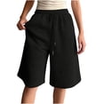 thumbnail image 1 of Women's Capri Sweatpants Knee Length Running Pants Loose Drawstring Waist with Side Pockets, 1 of 4