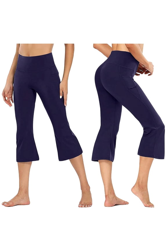 Women's Capri Trousers Wide Leg Casual Athletic Yoga Pants With Pockets Flare Leisure Trouser Womens Workout Top Women's Workout Shorts Comfy Pants Women Gothic Leggings 3x Knit Leggings Shorts Tights