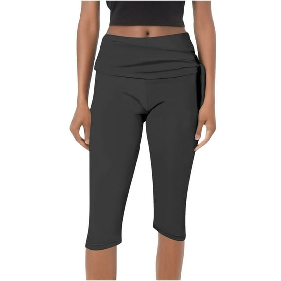 Women's Capri Yoga Pants with Wrap Tie Tummy Control High Waisted Leggings Elastic Waist Slim Fitted Pant Butt Lift Stretchy Tights Running Workout Legging Yoga-Pants for Gym 2026