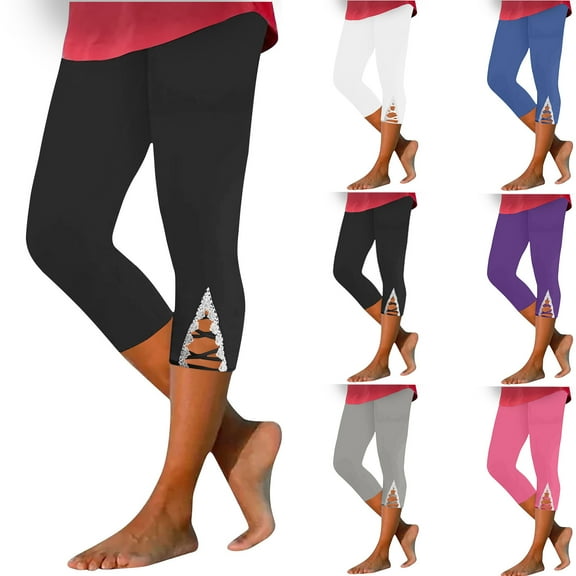 Women's Capris And Cropped Pants Summer High Waisted Solid Color Capris Matching Slim Fitting Yoga Gym Pants Lightweight Capris for Women
