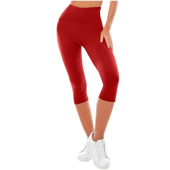 Women's Capris Leggings High Waisted Workout Exercise Yoga Capris Pants Soft Stretchy Cropped Legging Yoga Capris for Lady Plus Size M