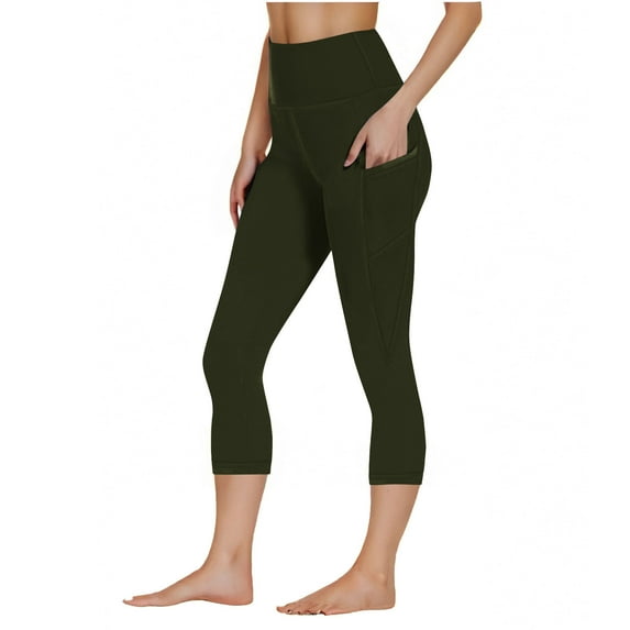Women’s Capris Leggings with Pocket, Buttery Soft High Waist Yoga Pants, Workout Running Sport Trousers with Pockets