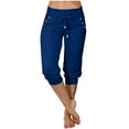 thumbnail image 1 of Women's Capris Pants Low Waist Hiking Athletic Casual Capri Pants Tapered Leg Summer Drawstring Cargo Sweatpants (2XL, Dark Blue), 1 of 7