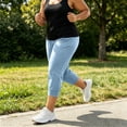 thumbnail image 1 of Women's Capris Pants Summer Plus Size Women's Drawstring Capris Jogger Elastic Cuff Hem Casual Sporty Cropped Pants with Pockets Light Blue L, 1 of 7