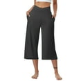 thumbnail image 1 of Women's Capris Sweatpants Sports Pants Cotton Yoga Wide Leg Cropped Pants Loose Casual Summer Jogger Running Pajama Pants Dark Gray M, 1 of 7