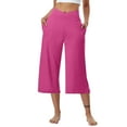 thumbnail image 1 of Women's Capris Sweatpants Sports Pants Cotton Yoga Wide Leg Cropped Pants Loose Casual Summer Jogger Running Pajama Pants Hot Pink S, 1 of 7
