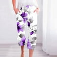 thumbnail image 1 of Women's Capris With Pockets Flowers Clearance Under $10 Fragrant Linen Printed Loose Fashionable Drawstring Pants Cropped Pants, 1 of 5