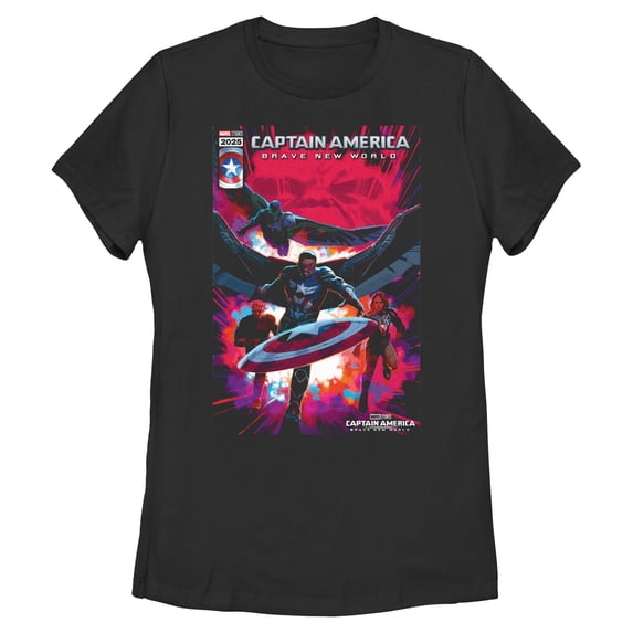 Women's Captain America: Brave New World New Team Comic Book Cover Graphic T-Shirt