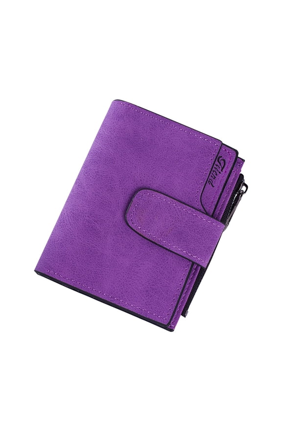 Women's Card Case Wallet PU Leather with Buckle Zipper for Multi Card Storage